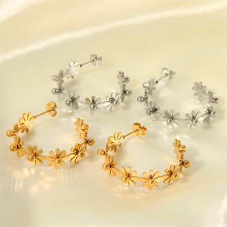 1 paire de boucles d'oreilles à tige géométriques simples en acier inoxydable plaqué or  pour femme