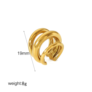 1 Pince D'Oreille Géométrique Brillante En Acier Inoxydable Plaqué Or, À La Fois Créative Et Tendance, Pour Femme, À Porter Au Quotidien. h5 Image5