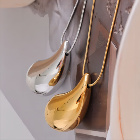 collier avec pendentif géométrique classique en acier inoxydable plaqué or  pour femme, série simple, 1 pièce 2