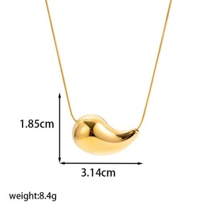 Collier Avec Pendentif Géométrique Classique En Acier Inoxydable Plaqué Or  Pour Femme, Série Simple, 1 Pièce h5 Image5