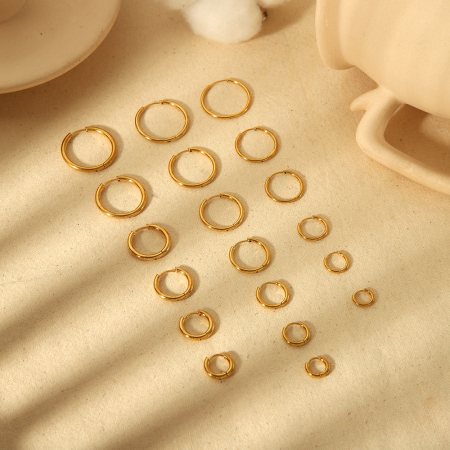 1 paire de boucles d'oreilles géométriques classiques simples en acier inoxydable plaqué or  pour un usage quotidien des femmes boucles d'oreilles créoles pour femmes 2