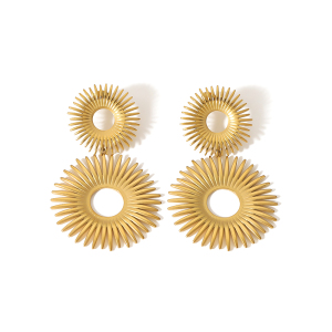 1 Paire De Boucles D'Oreilles Pendantes Géométriques Classiques En Acier Inoxydable Plaqué Or  Pour Femme, Série Simple h5 Image5