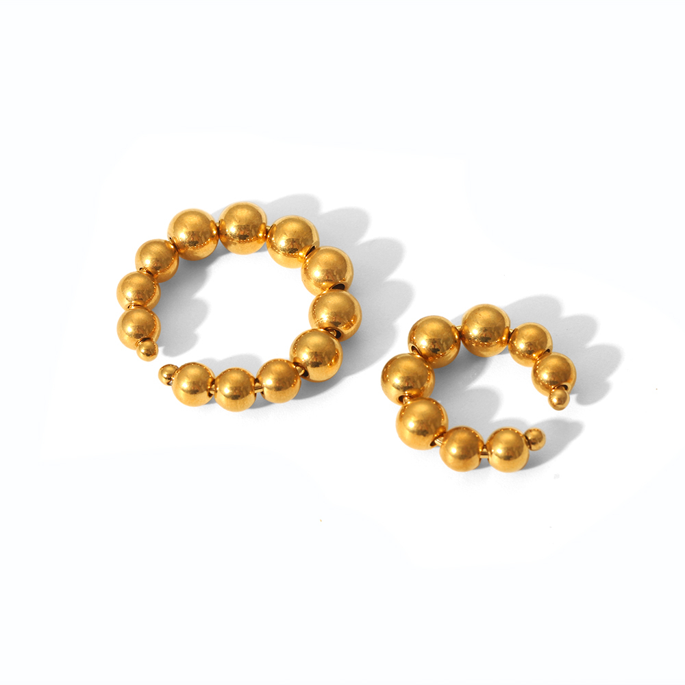 1 Paire De Boucles D'Oreilles Manchette Pour Femme, Style Simple, En Acier Inoxydable Plaqué Or Image5