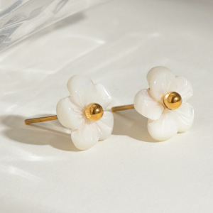 1 Paire De Boucles D'Oreilles À Tige En Acier Inoxydable Plaqué Or Pour Femme, Série Romantique, Motif Fleur Douce h5 Image4