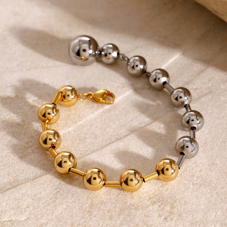 bracelet géométrique simple en acier inoxydable plaqué or  pour femme, série simple, 1 pièce