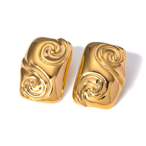 1 Paire De Boucles D'Oreilles À Tige Géométriques Simples En Acier Inoxydable Plaqué Or  Pour Femme h5 Image6