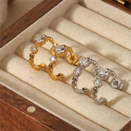 1 paire de boucles d'oreilles à tige en acier inoxydable plaqué or  pour femme, série simple sweet heart