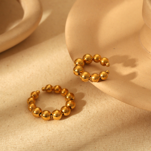1 Paire De Boucles D'Oreilles Manchette Pour Femme, Style Simple, En Acier Inoxydable Plaqué Or h5 Image3