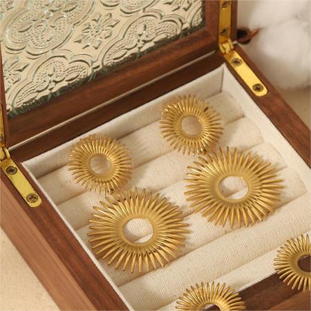 1 paire de boucles d'oreilles pendantes géométriques classiques en acier inoxydable plaqué or  pour femme, série simple