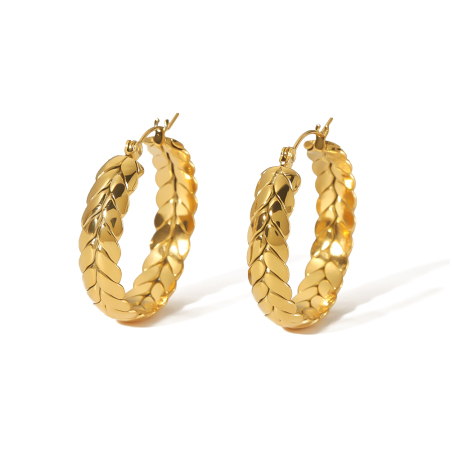 1 paire de boucles d'oreilles créoles géométriques quotidiennes en acier inoxydable plaqué or  pour femme