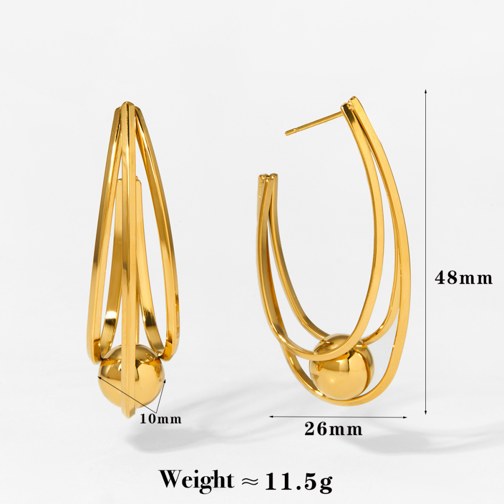 Boucles D'Oreilles Pendantes Pour Femme, En Acier Inoxydable Doré, Étanches, En Forme De U 