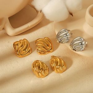 1 Paire De Boucles D'Oreilles À Tige Géométriques En Acier Inoxydable Plaqué Or Pour Femme, Série Simple h5 Image3