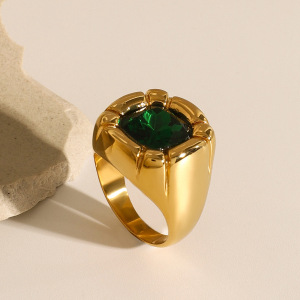 1 Paire De Bagues Simples Pour Femme, Série Luxueuse, Style Rétro Géométrique, En Acier Inoxydable Plaqué Or , Avec Zircons h5 Image6