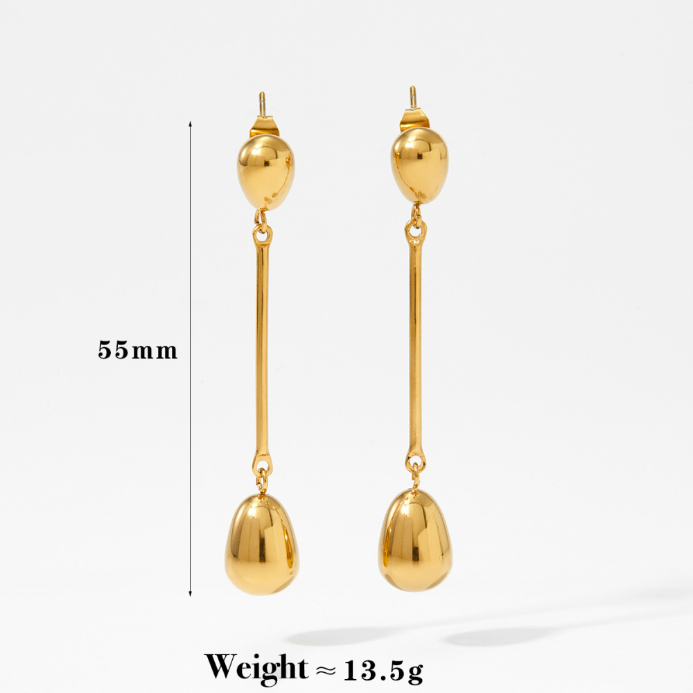 Boucles D'Oreilles Pendantes Pour Femmes, En Acier Inoxydable, Étanches, Couleur Or, En Forme De Goutte Simple 