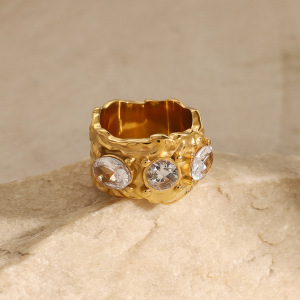 1 Paire De Boucles D'Oreilles Rétro En Acier Inoxydable Plaqué Or Avec Zircons Pour Femme, Série Classique h5 Image9