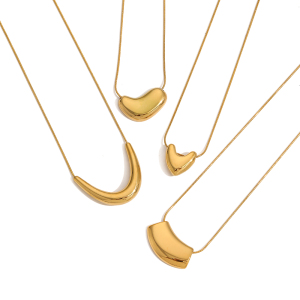 Collier Chaîne Géométrique Simple Plaqué Or , 1 Pièce h5 Image4