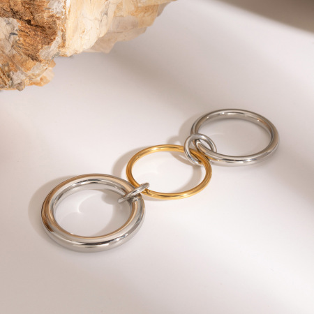 Bague simple pour femme, en acier inoxydable massif, étanche, couleur or.