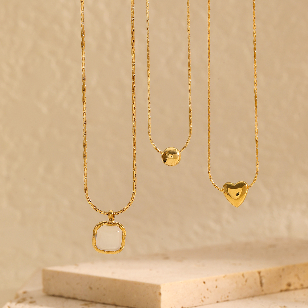 Colliers À Pendentif Géométriques Simples Plaqués Or , Série Simple, 1 Pièce Image3
