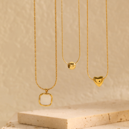 colliers à pendentif géométriques simples plaqués or , série simple, 1 pièce 2