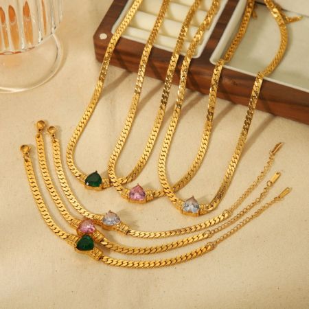 bracelet chaîne géométrique quotidien en zircon plaqué or , série simple, 1 pièce