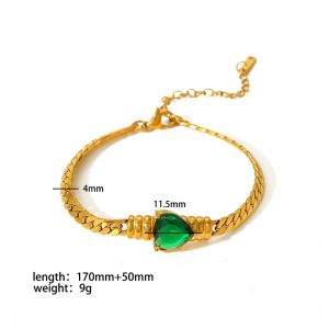 Bracelet Chaîne Géométrique Quotidien En Zircon Plaqué Or , Série Simple, 1 Pièce h5 Image5
