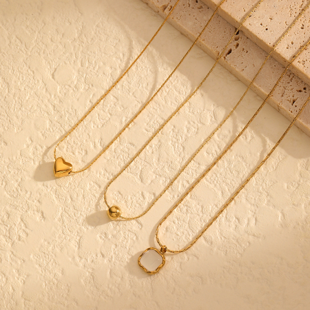 colliers à pendentif géométriques simples plaqués or , série simple, 1 pièce