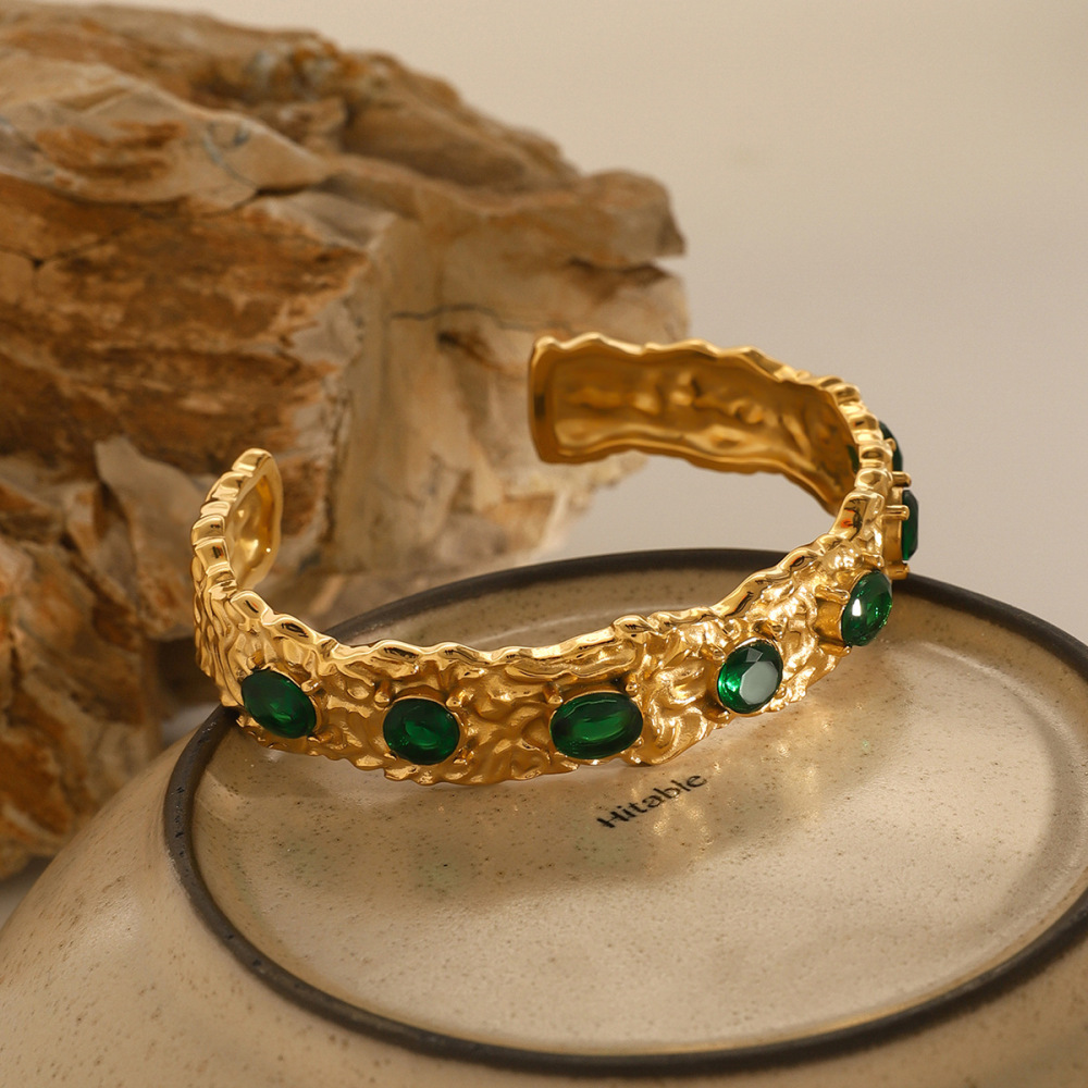 1 Paire De Boucles D'Oreilles Rétro En Acier Inoxydable Plaqué Or Avec Zircons Pour Femme, Série Classique h5Image6