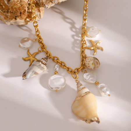 collier avec pendentif tortue de vacances en acier inoxydable plaqué or  pour femme, série simple, 1 pièce