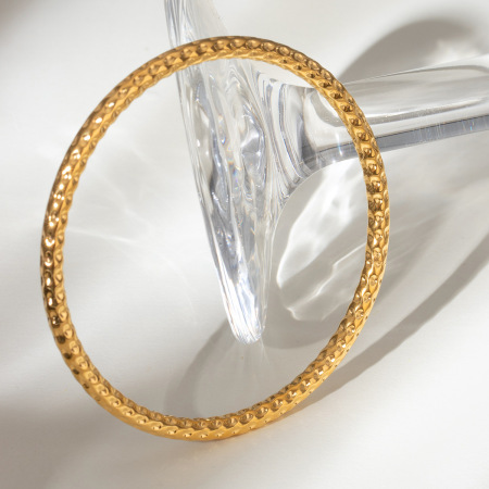 bracelet simple en acier inoxydable plaqué or  pour femme, 1 pièce
