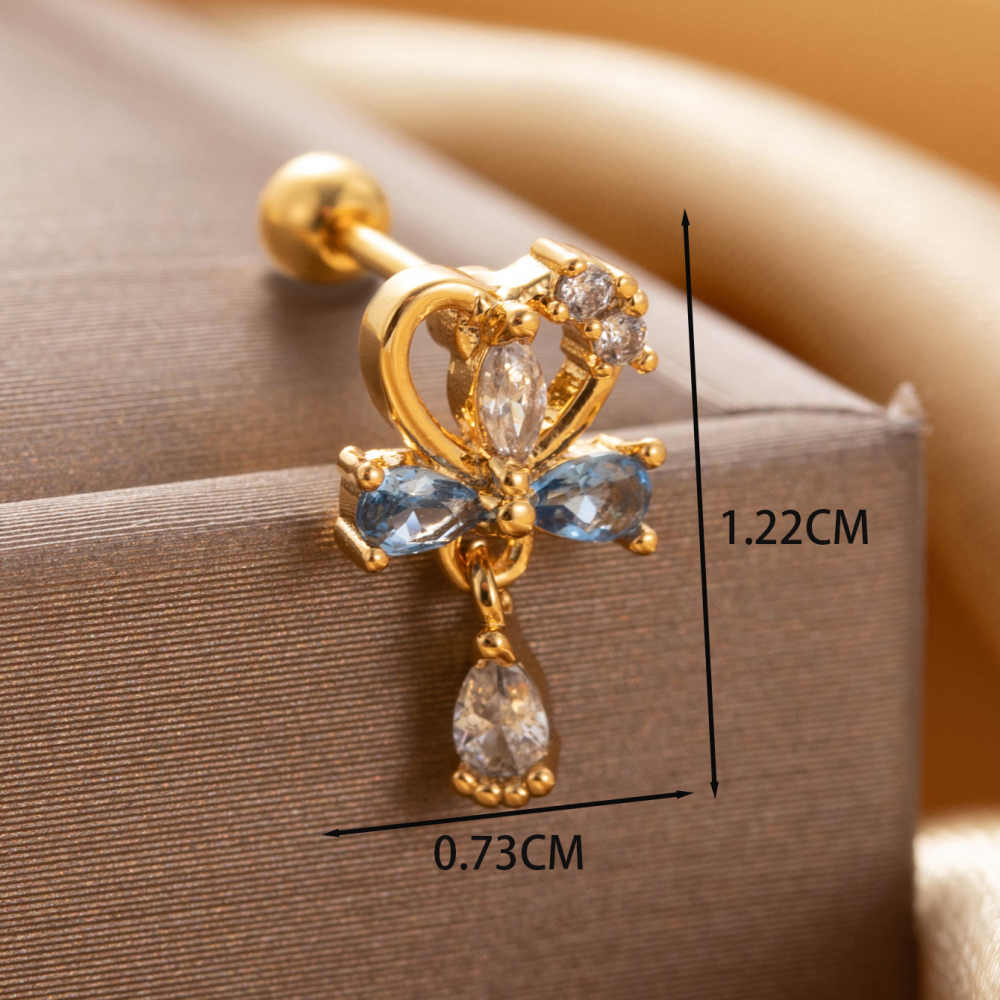 Boucles D'Oreilles Piercing Femme Simple Series Classic Heart En Acier Titane Sans Placage, Ornées De Zircon. Image4