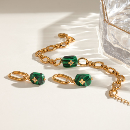 Bracelet À Breloques Géométrique Élégant En Acier Inoxydable Plaqué Or  Pour Femme, Série Ethnique, 1 Pièce 2