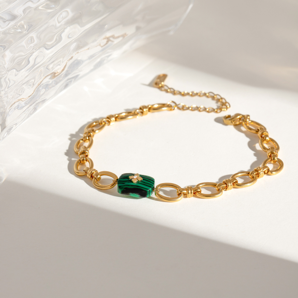 Bracelet À Breloques Géométrique Élégant En Acier Inoxydable Plaqué Or  Pour Femme, Série Ethnique, 1 Pièce Image5