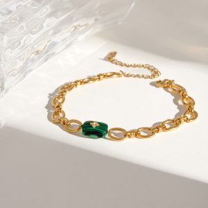 Bracelet À Breloques Géométrique Élégant En Acier Inoxydable Plaqué Or  Pour Femme, Série Ethnique, 1 Pièce h5 Image5