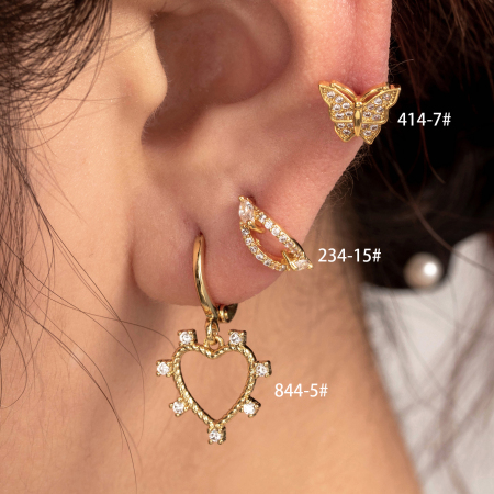 Boucles d'oreilles piercing pour femme, 1 pièce, série Simple, cœur simple, cuivre, sans plaquage, zircon.