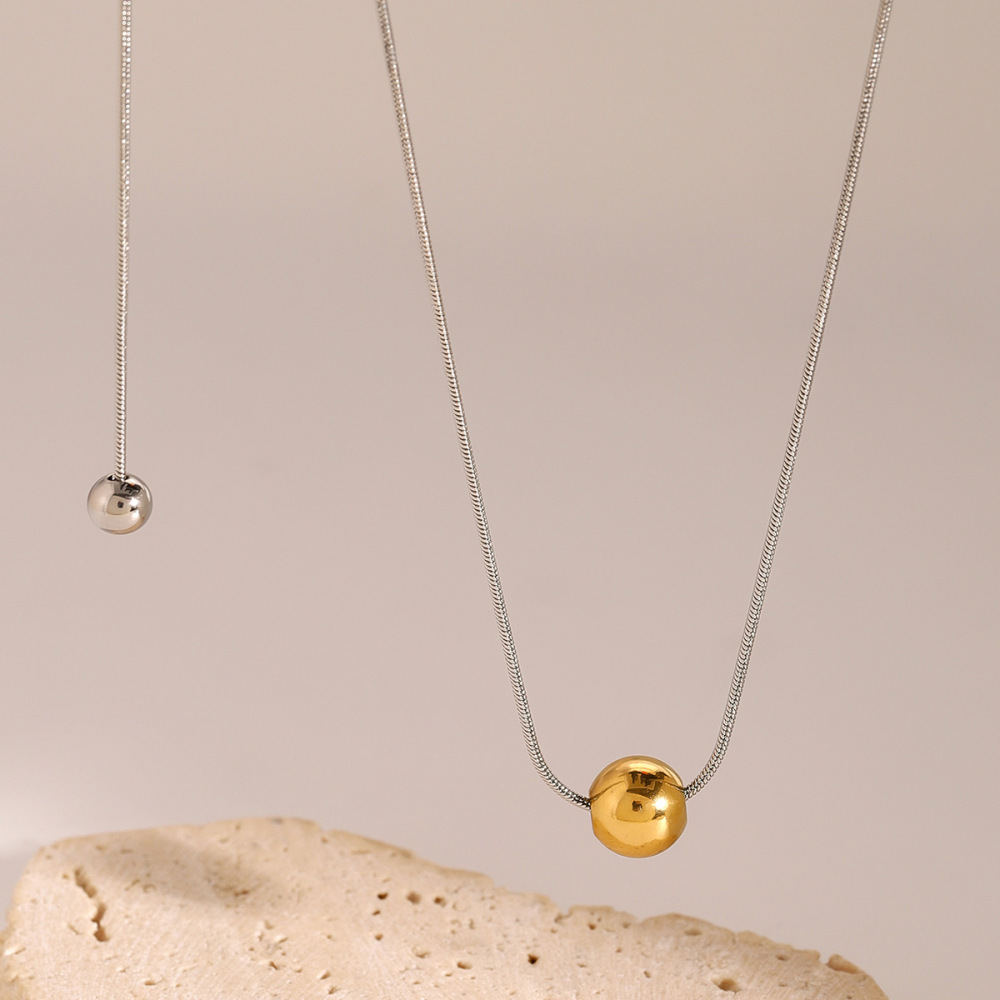 Collier Avec Pendentif Géométrique Simple En Acier Inoxydable Plaqué Or  Pour Femme, 1 Pièce Image3