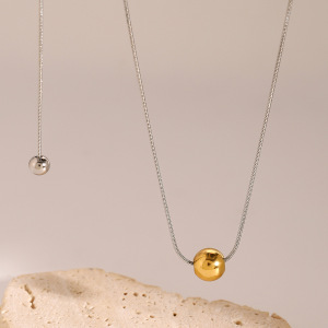 Collier Avec Pendentif Géométrique Simple En Acier Inoxydable Plaqué Or  Pour Femme, 1 Pièce h5 Image3