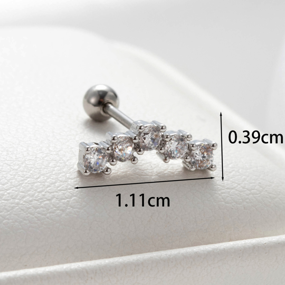 Boucles D'Oreilles Piercing Pour Femme, 1 Pièce, Série Simple Heart, En Acier Titane Sans Placage, Avec Zircon. Image6