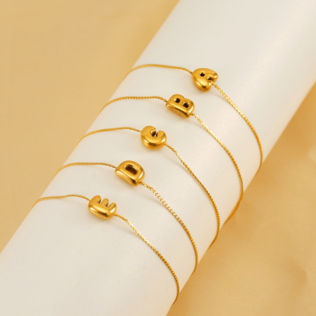 Bracelet Chaîne Unisexe En Acier Inoxydable Plaqué Or , Série Simple, Lettre Quotidienne, 1 Pièce