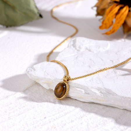 collier avec pendentif géométrique en acier inoxydable plaqué or pour femme, série simple, 1 pièce