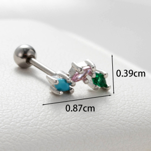 Boucles D'Oreilles Piercing Femme Simple Series Simple Geometric En Acier Titane Sans Placage, Ornées De Zircon h5 Image5