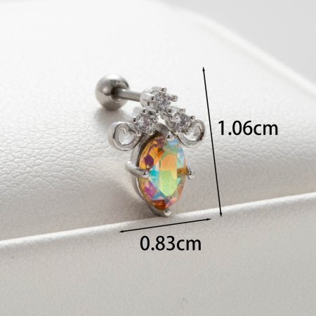 Boucles d'oreilles piercing femme Simple Series Simple Flower en acier titane sans placage, ornées de zircon. 2
