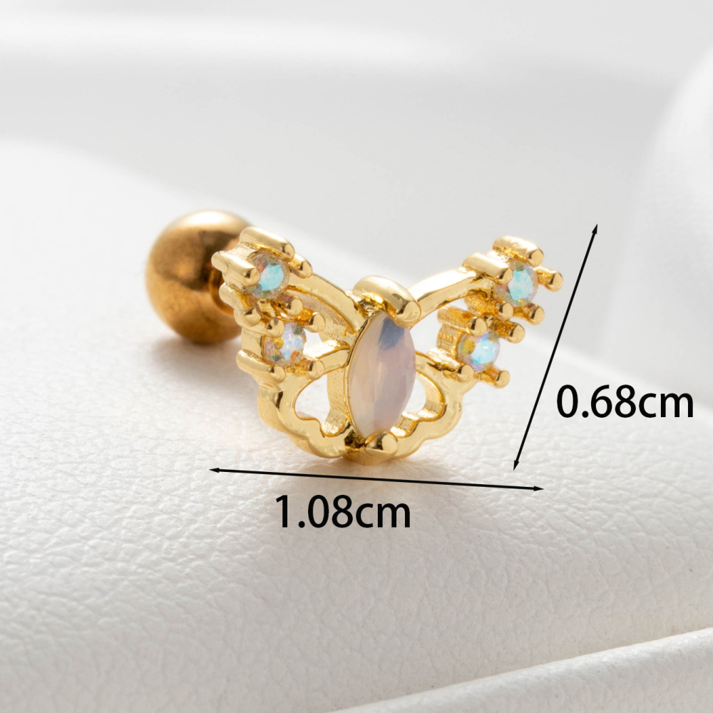 Boucles D'Oreilles Piercing Femme Simple Series Classic Animal En Acier Titane Sans Placage, Ornées De Zircon. h5Image5