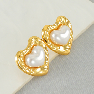 1 Paire De Boucles D'Oreilles À Tige En Acier Inoxydable Plaqué Or Avec Perles Pour Femme, Style Décontracté, Série Simple h5 Image7