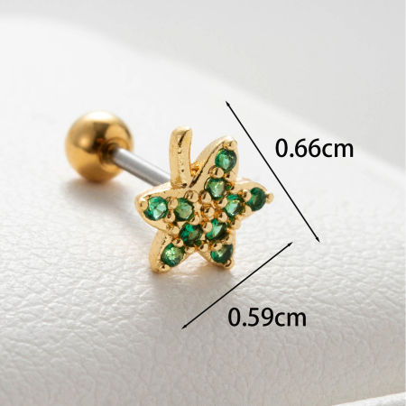 Boucles D'Oreilles Piercing Femme Simple Series Simple Plant En Acier Titane Sans Placage, Avec Zircon. 2