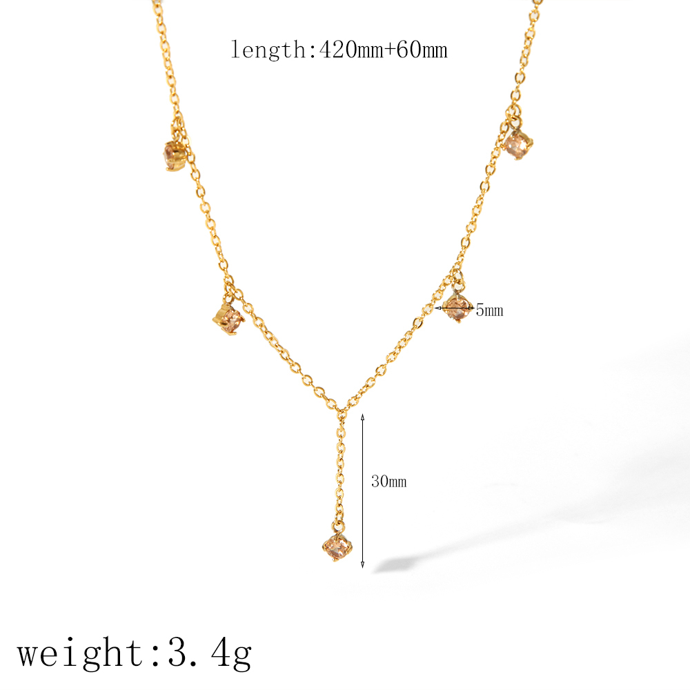 Collier Chaîne Géométrique En Acier Inoxydable Plaqué Or , Série Simple, 1 Pièce Image7