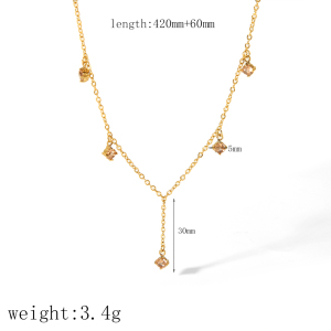 Collier Chaîne Géométrique En Acier Inoxydable Plaqué Or , Série Simple, 1 Pièce h5 Image7