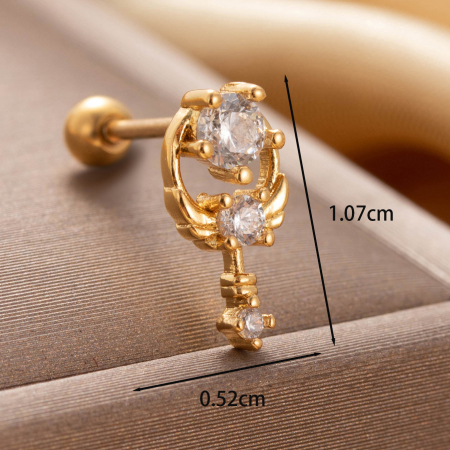 Boucles d'oreilles piercing pour femme, 1 pièce, série Simple Heart, en acier titane sans placage, avec zircon. 2
