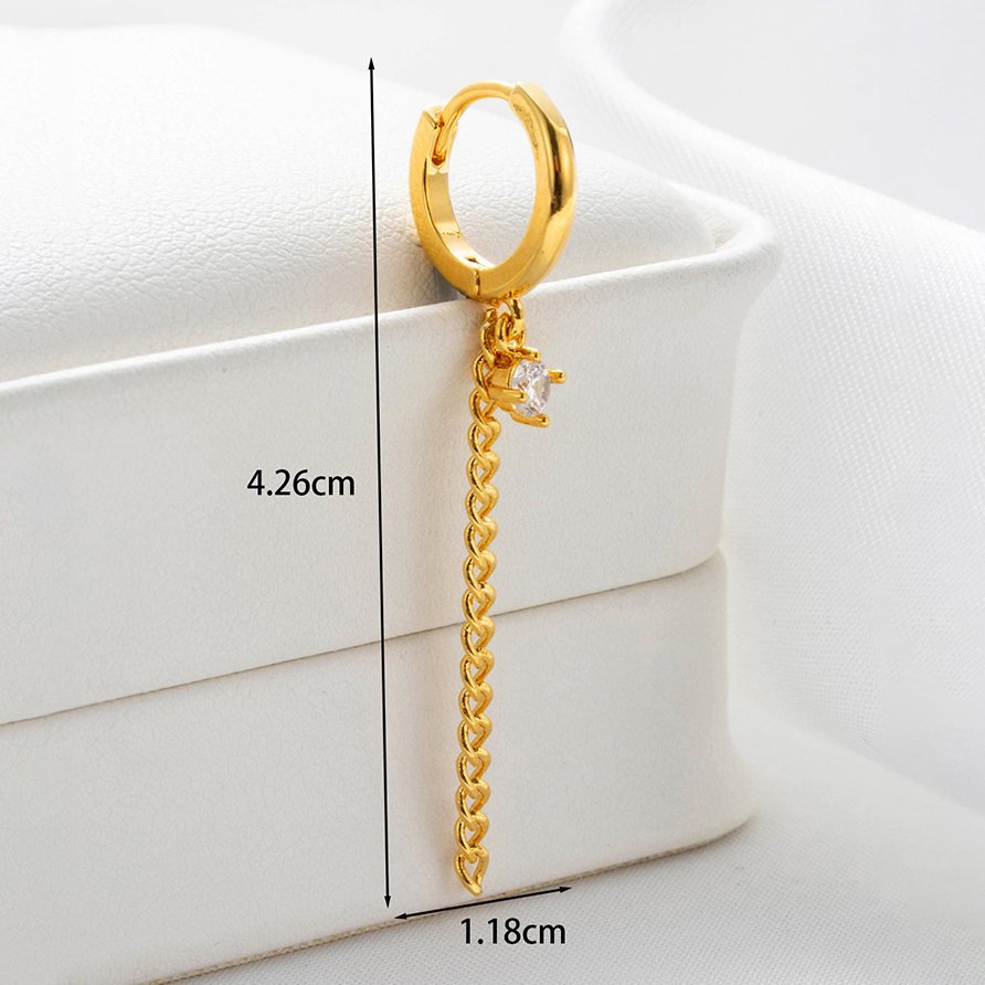 Boucles D'Oreilles Piercing Femme Simple Series Classic Plant En Cuivre Sans Placage, Ornées De Zircon. h5Image5