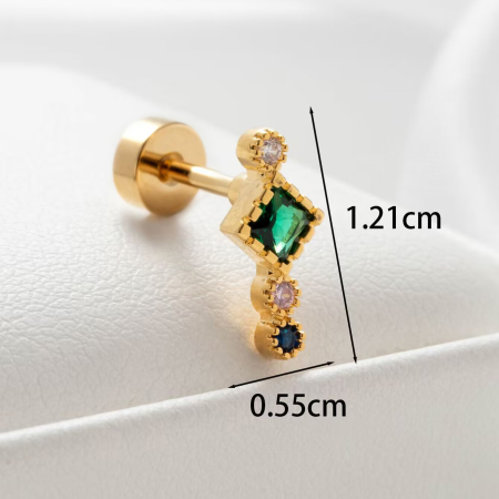 Boucles d'oreilles piercing femme Simple Series Simple Flower en acier titane sans placage, ornées de zircon. 2