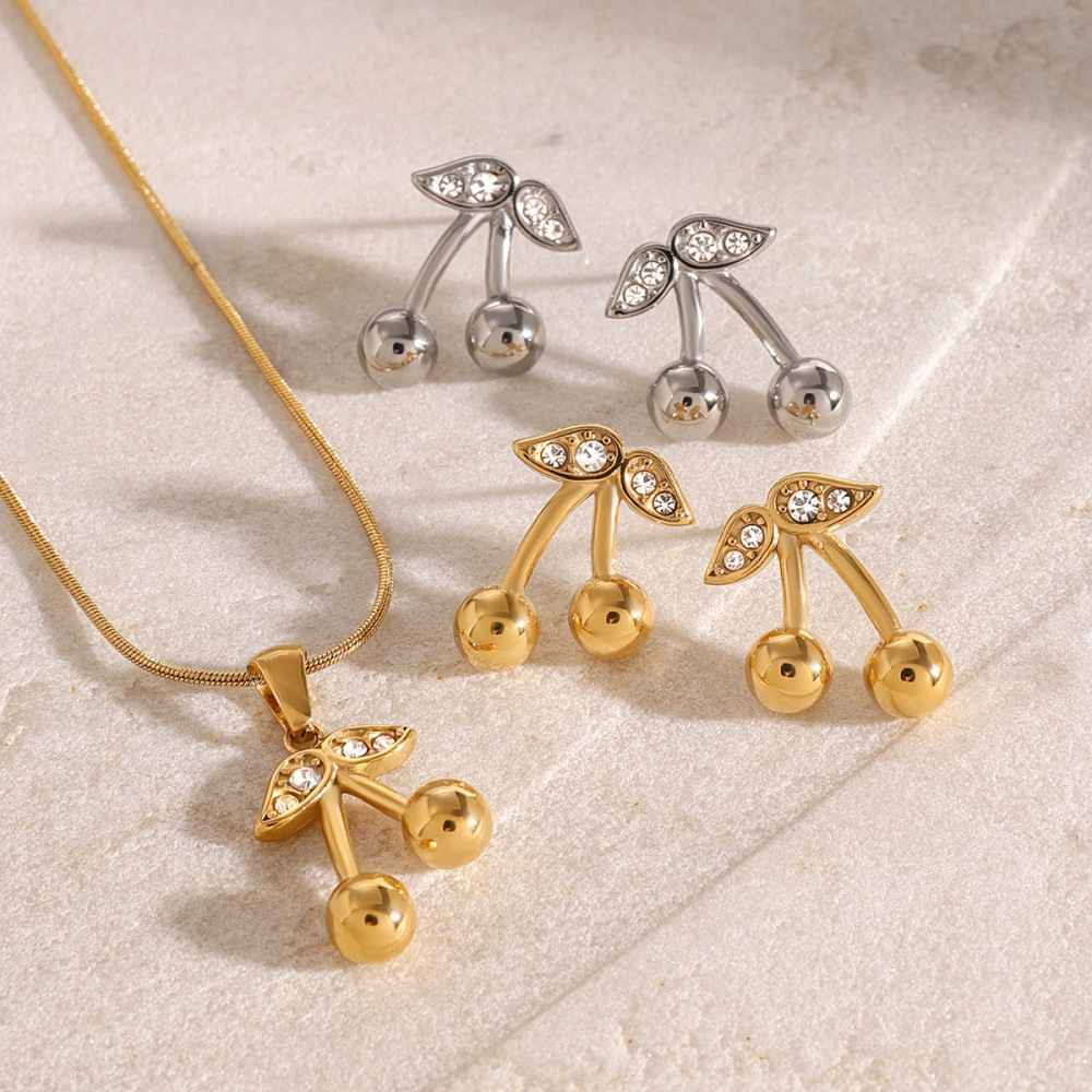 Collier Avec Pendentif En Forme De Plante Mignonne, Série Simple, En Acier Inoxydable Plaqué Or Et Zircone, Pour Femme h5Image4